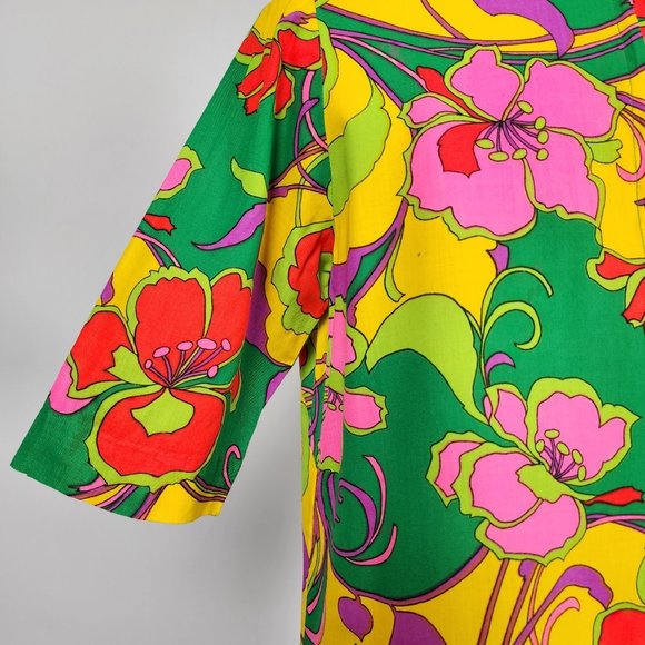 Vintage Pikake Made In Hawaii 70s Floral Dress Size M/L - Picture 12 of 16